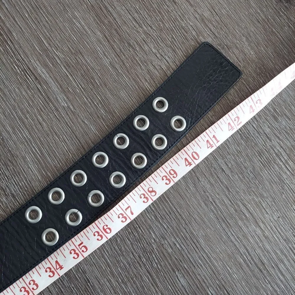 Banana Republic Black Italian Leather Belt Double Prong Buckle Size Medium